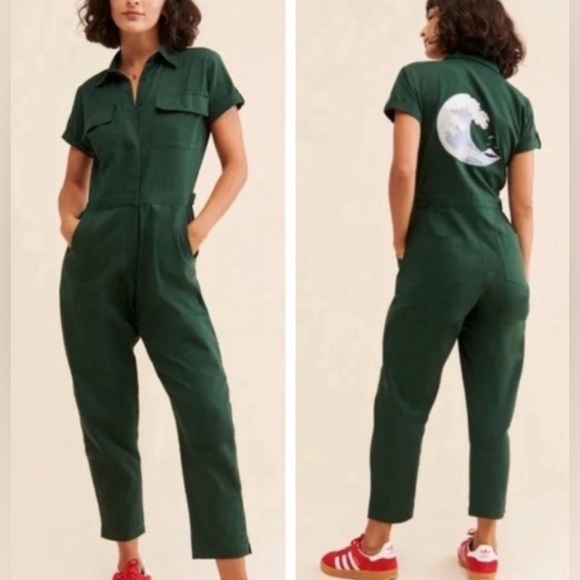 Rue Stiic Pants - Rue Stiic Ukiyo Worksuit/Jumper/Jumpsuit Sort Sleeve in Emerald Green- Large